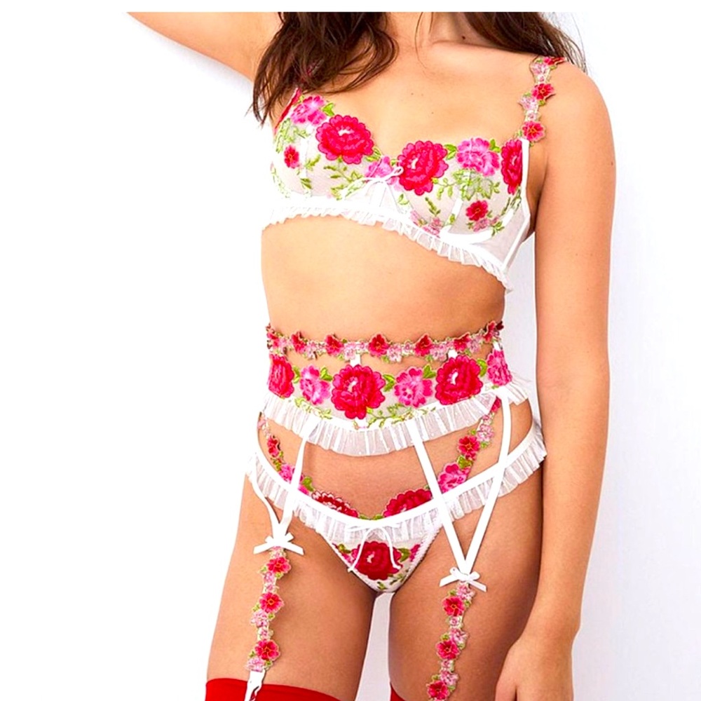 FOR LOVE & LEMONS V-Day Floral Embroidery Bra only ❌ Sold❌ Sold ❌ Sold ❌ Sold❌
